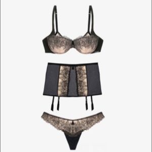 Sexy Lingerie Set with Slip Garter, Bra, and Thong